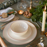 White Side Plate with Red Trim