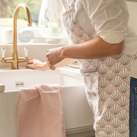 Zighy Linen Apron in Grey & Blush Pink