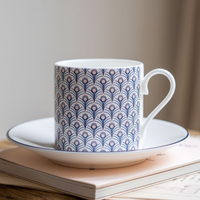 Peacock Espresso Cup & Saucer in Blue & Blush Pink