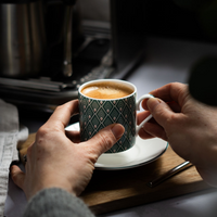 Gatsby Espresso Cup & Saucer in Teal & Blush Pink
