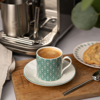 Gatsby Espresso Cup & Saucer in Teal & Blush Pink