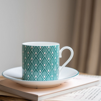 Gatsby Espresso Cup & Saucer in Teal & Blush Pink