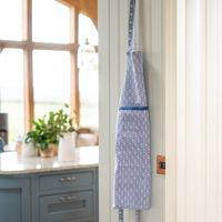 Gatsby Linen Apron in Blue & Blush Pink