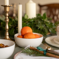 White 14cm Small Bowl with Teal Trim