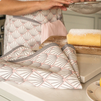 Zighy Linen Tea Towel Set in Grey & Blush Pink