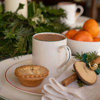 Petite White Mug with Teal Trim