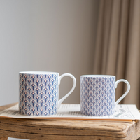 Petite Peacock Mug in Blue & Blush Pink