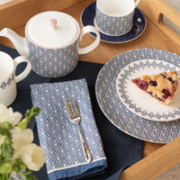 Gatsby Linen Napkin Set in Blue & Blush Pink