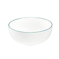White 14cm Small Bowl with Teal Trim
