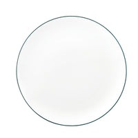 White Dinner Plate with Teal Trim
