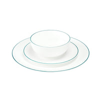 White Dinner Plate with Teal Trim