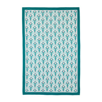 Peacock Linen Tea Towel Set in Teal & Blush Pink