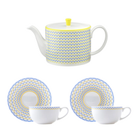 Ripple Grande Tea for Two Gift Set in Yellow & Blue