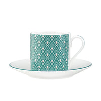 Gatsby Espresso Cup & Saucer in Teal & Blush Pink