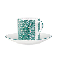 Gatsby Espresso Cup & Saucer in Teal & Blush Pink
