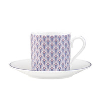 Peacock Espresso Cup & Saucer in Blue & Blush Pink