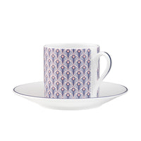 Peacock Espresso Cup & Saucer in Blue & Blush Pink