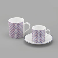 Petite Peacock Mug in Blue & Blush Pink