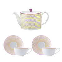 Ripple Grande Tea for Two Gift Set in Pink & Yellow