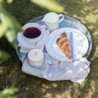 Ripple Sugar Bowl in Yellow & Blue