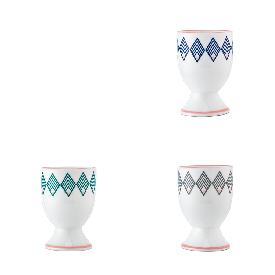Gatsby Egg Cup in Blue & Blush Pink