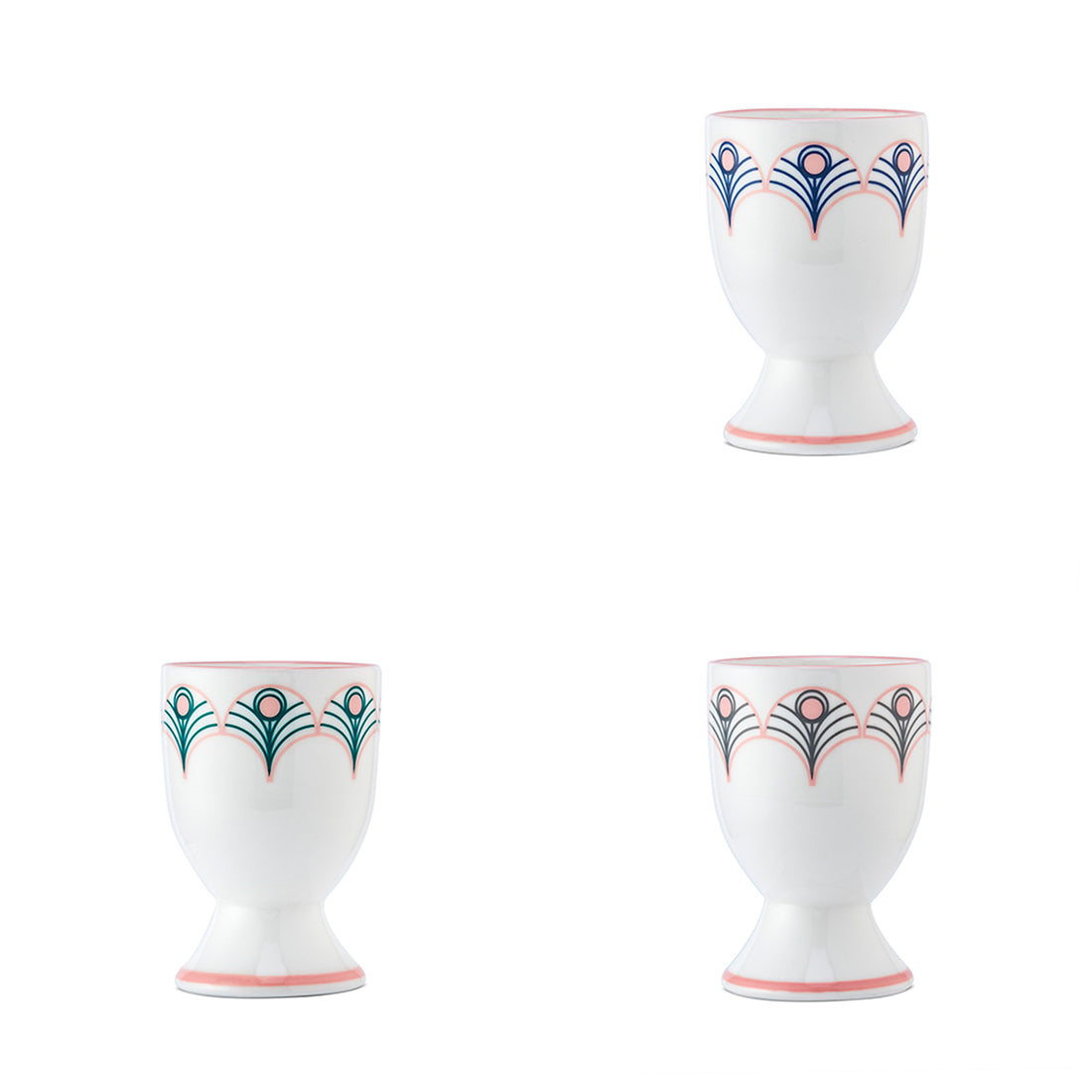 Peacock Egg Cup in Teal & Blush Pink