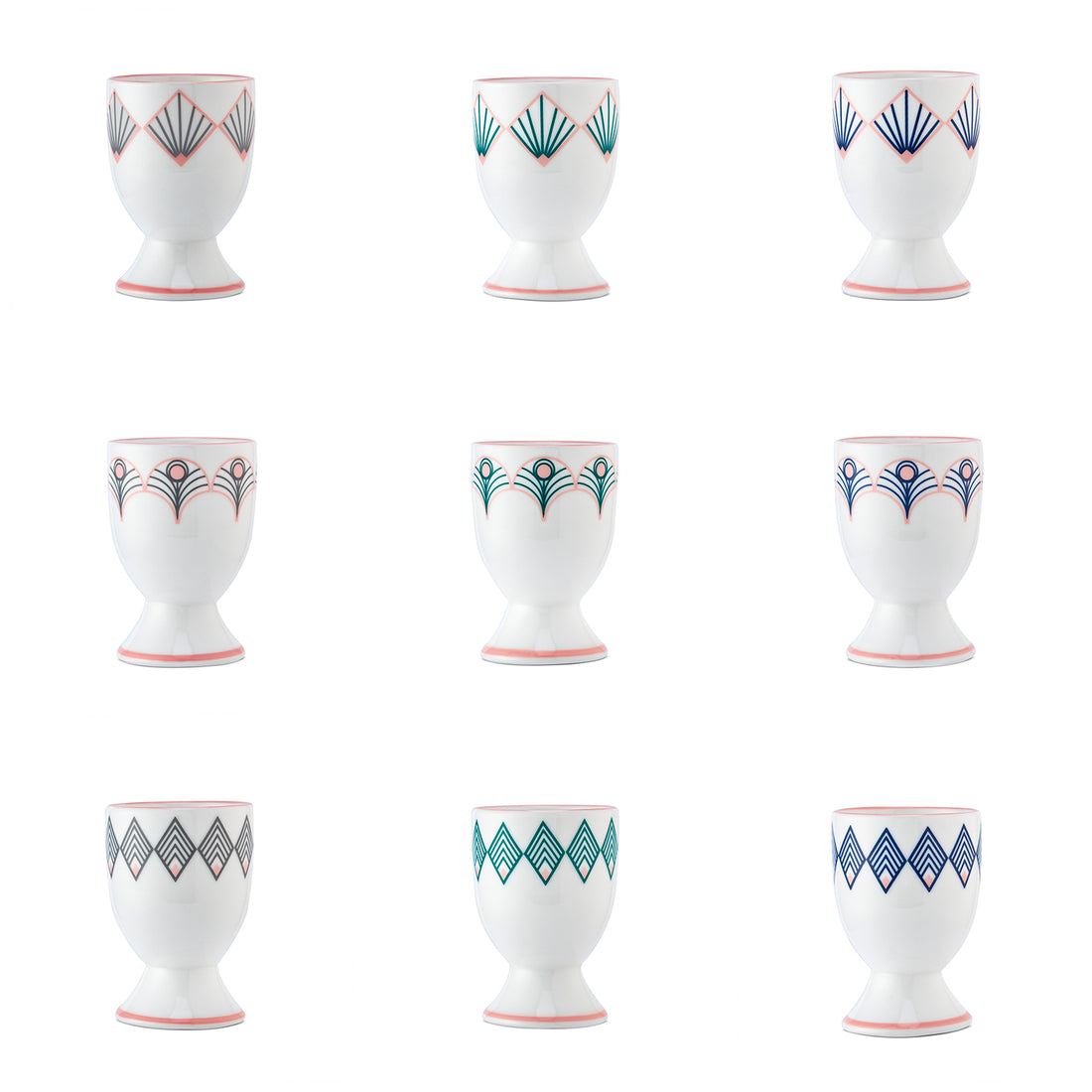 Gatsby Egg Cup in Blue & Blush Pink