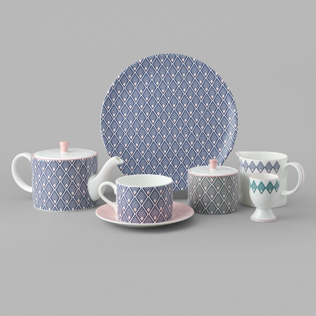 Gatsby Egg Cup in Blue & Blush Pink