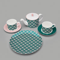 Zighy II Teaplate in Teal and Blush