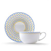 Ripple Cup & Saucer in Yellow & Blue