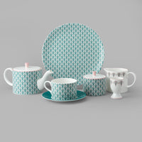 Peacock Teaplate in Teal and Blush
