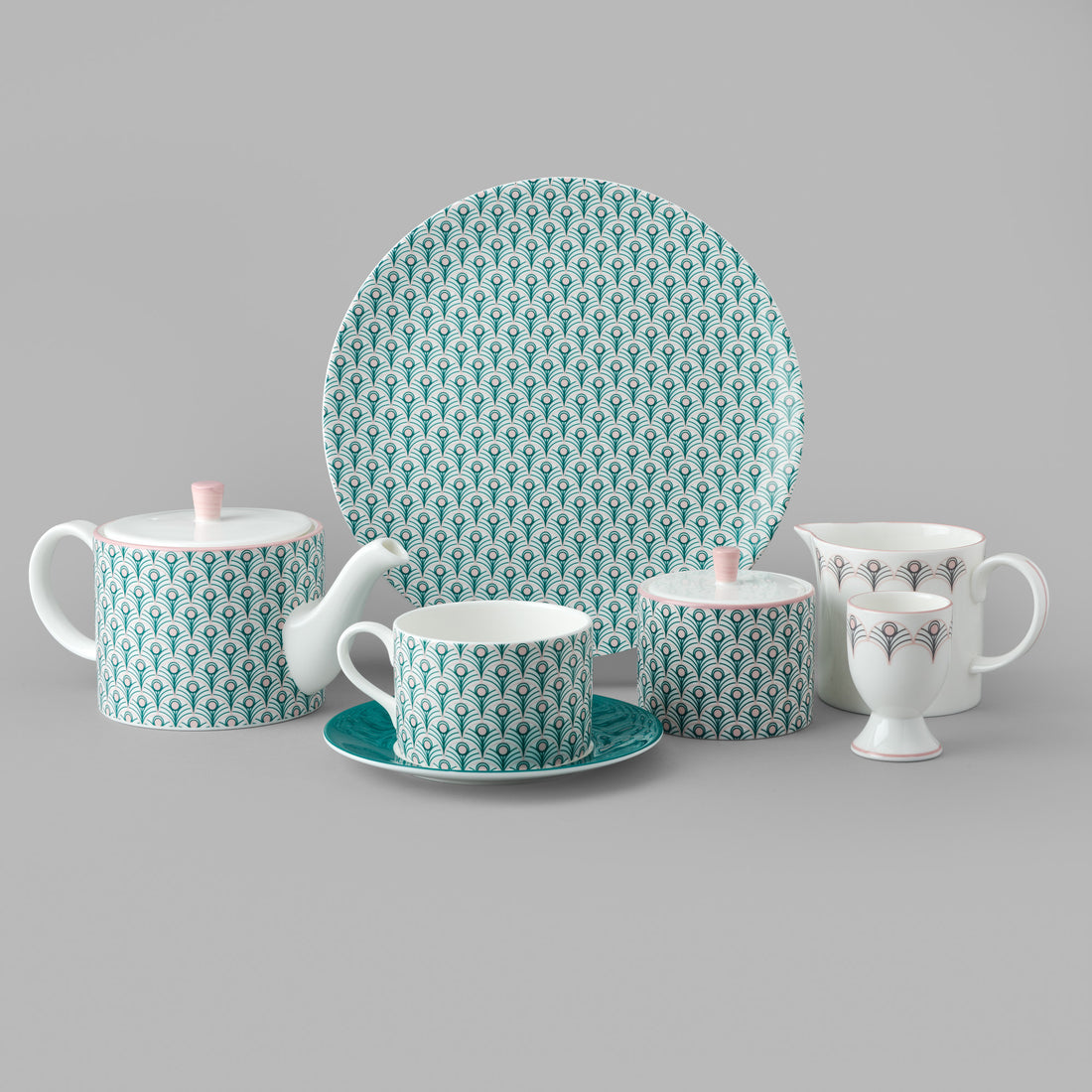 Peacock Egg Cup in Grey & Blush Pink