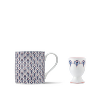 Peacock Mug & Egg Cup Gift Set in Blue & Blush Pink