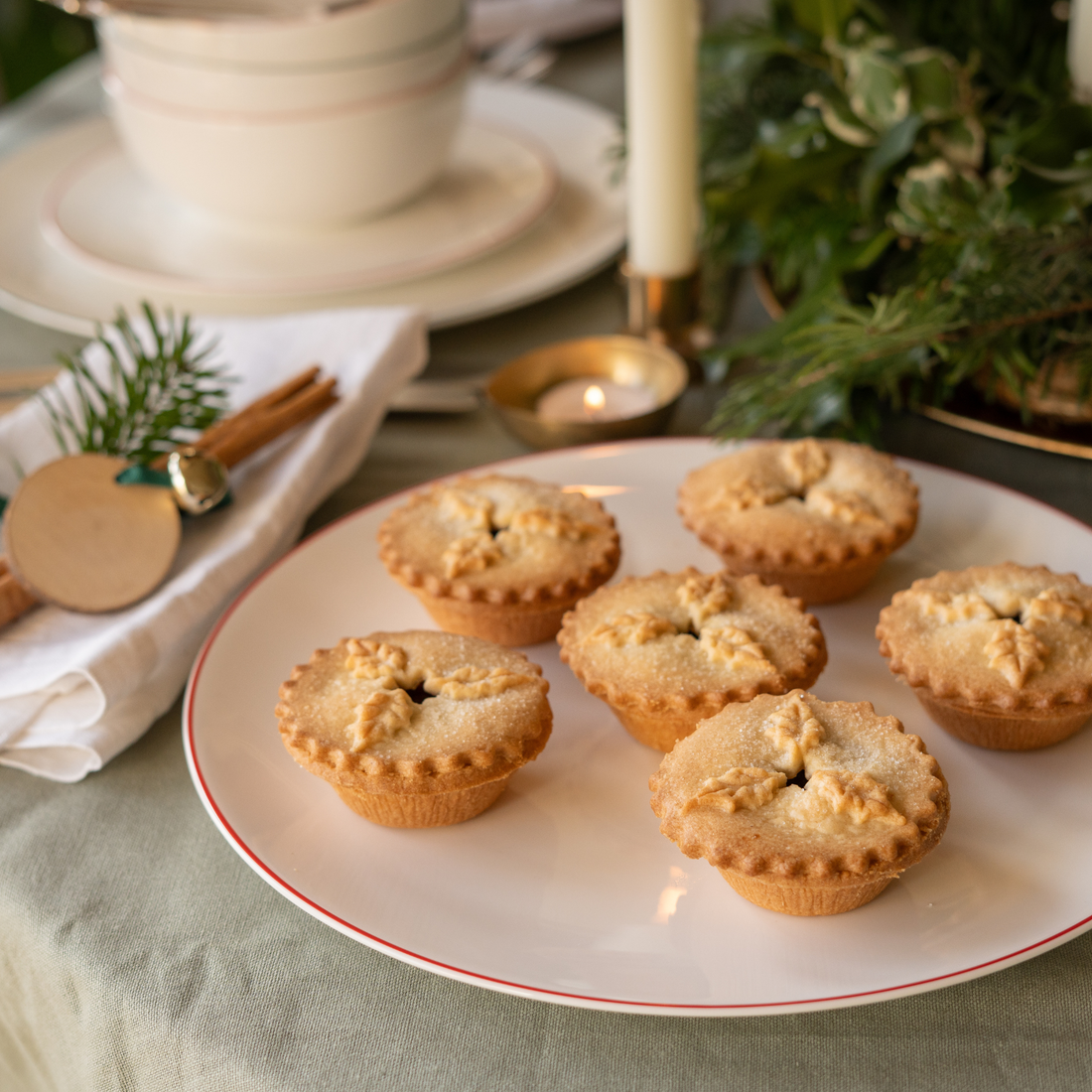 White Dinner Plate with Red Trim