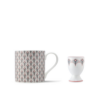 Peacock Mug & Egg Cup Gift Set in Grey & Blush Pink