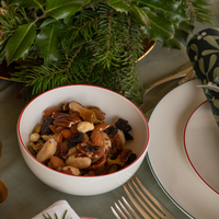 White 14cm Small Bowl with Red Trim