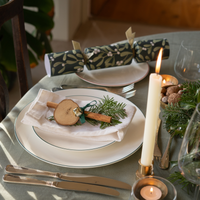 White Dinner Plate with Teal Trim