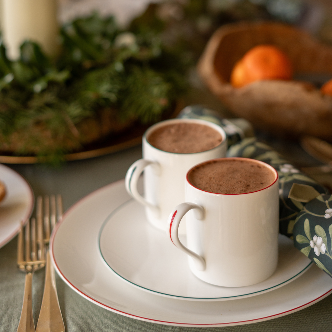 Petite White Mug with Teal Trim