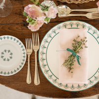 Peacock Linen Napkin Set in Teal & Blush Pink