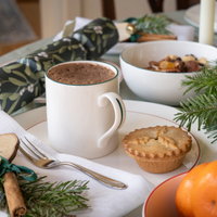 Petite White Mug with Teal Trim