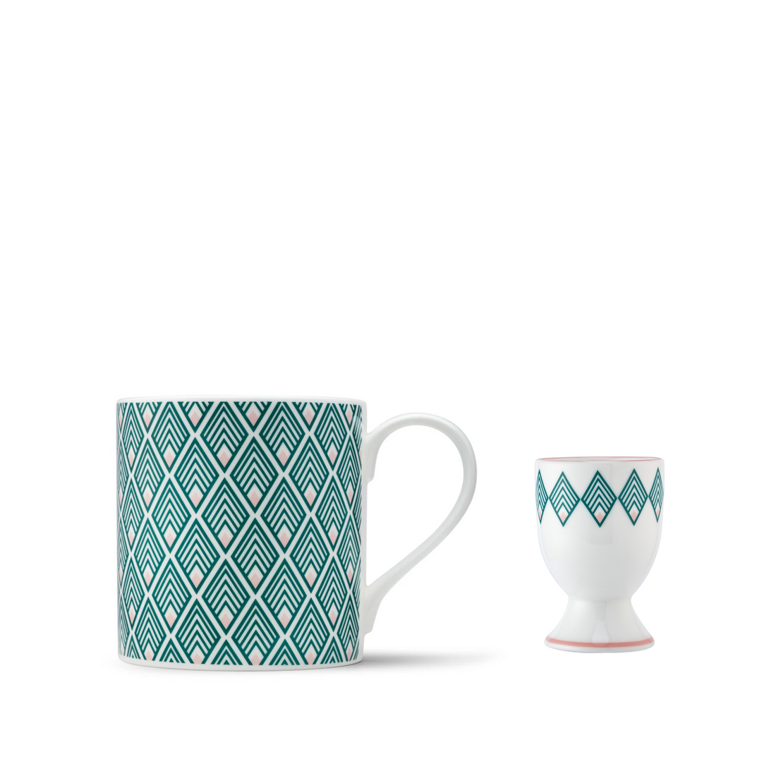 Gatsby Mug & Egg Cup Gift Set in Teal & Blush Pink