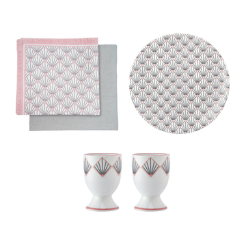 Zighy Linen Napkins, Egg Cups & Teaplate Gift Set