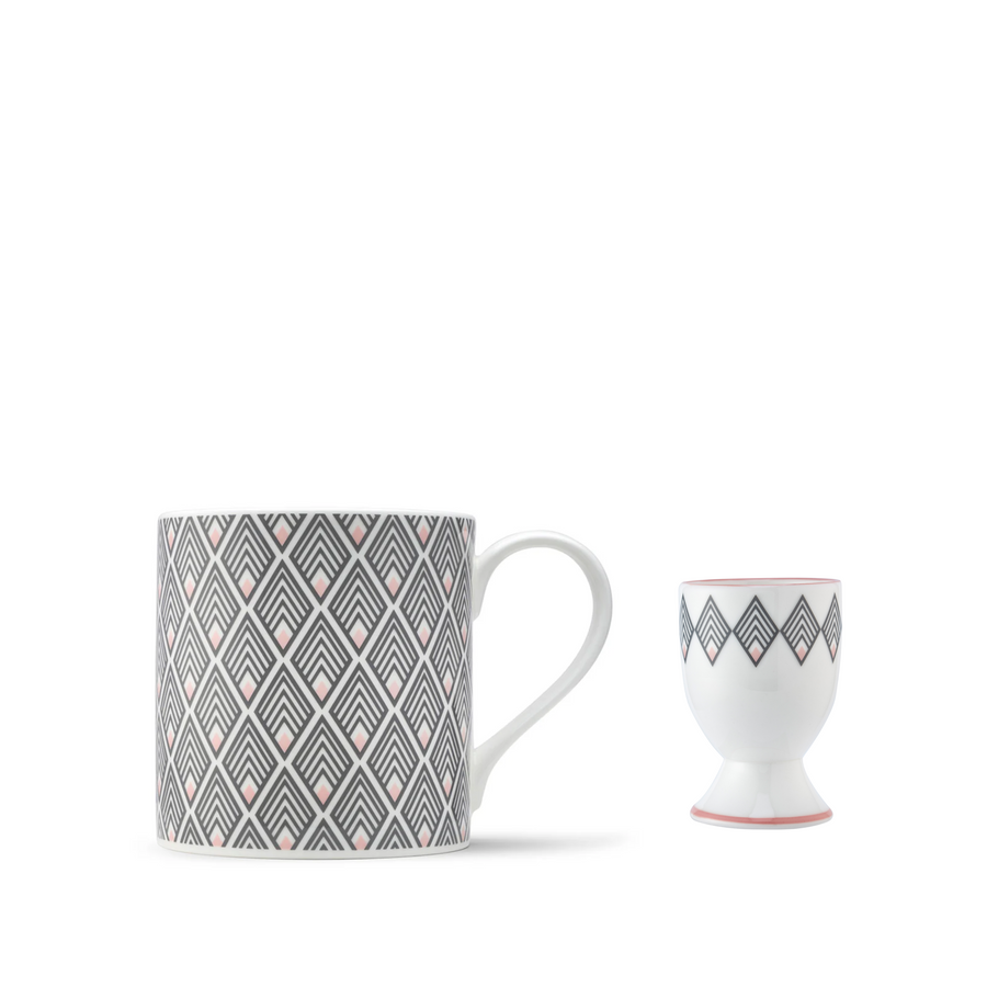 Gatsby Mug & Egg Cup Gift Set in Grey & Blush Pink