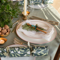 White Dinner Plate with Red Trim