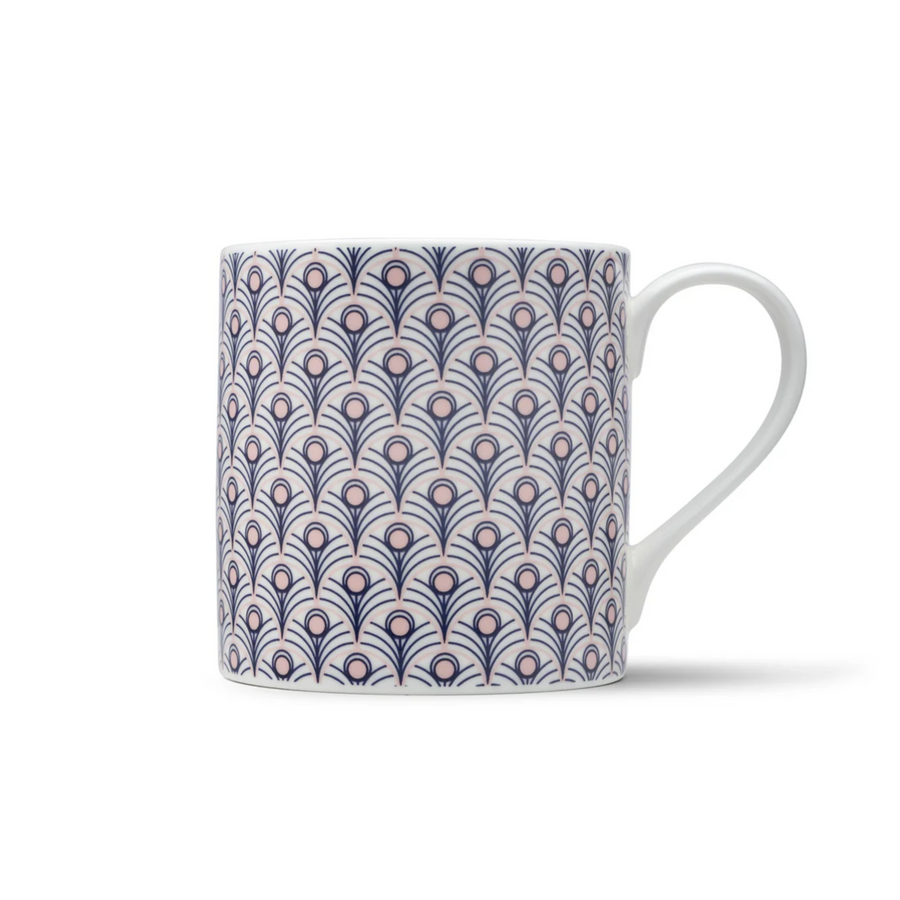 Peacock Mug & Egg Cup Gift Set in Blue & Blush Pink