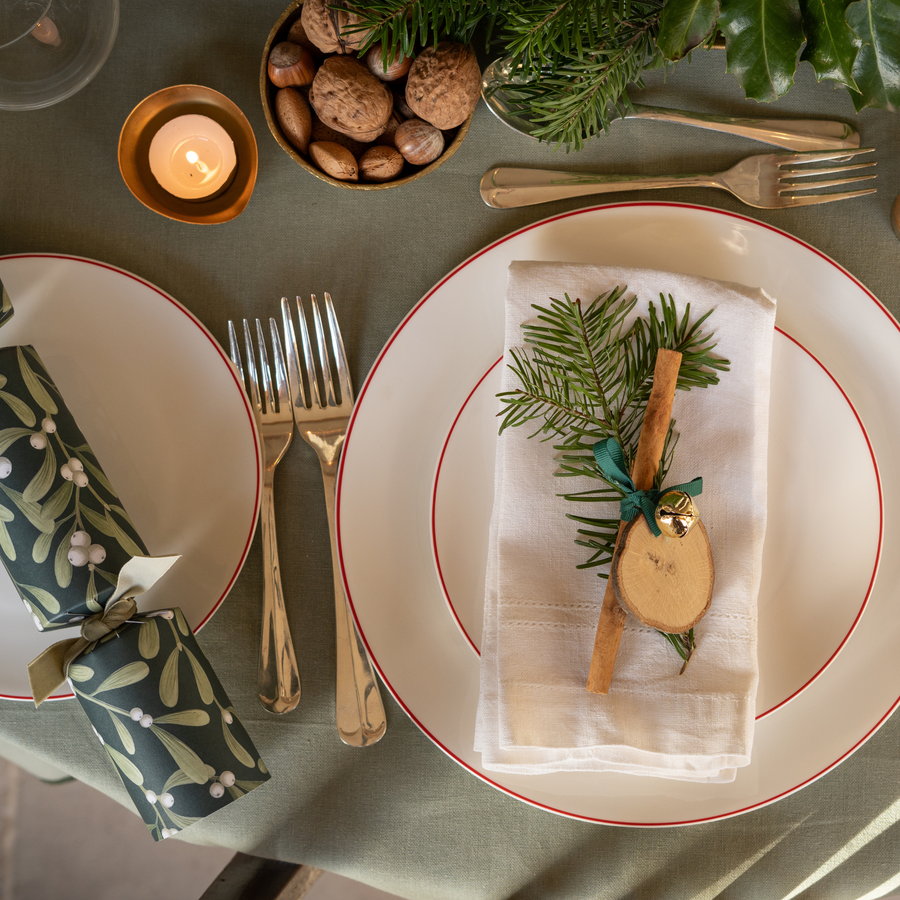 White Side Plate with Red Trim