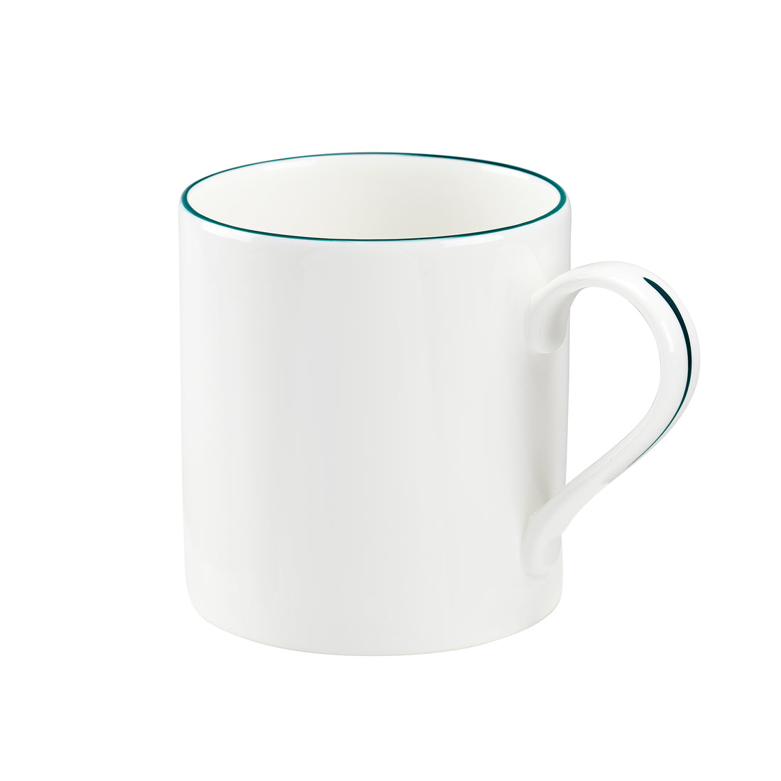 Petite White Mug with Teal Trim