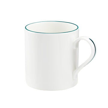Petite White Mug with Teal Trim