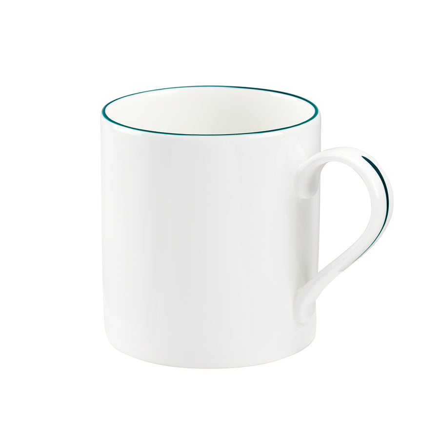 Petite White Mug with Teal Trim