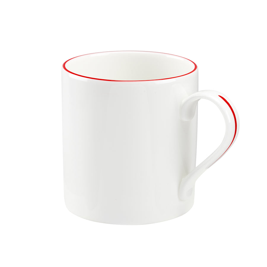 Petite White Mug with Red Trim
